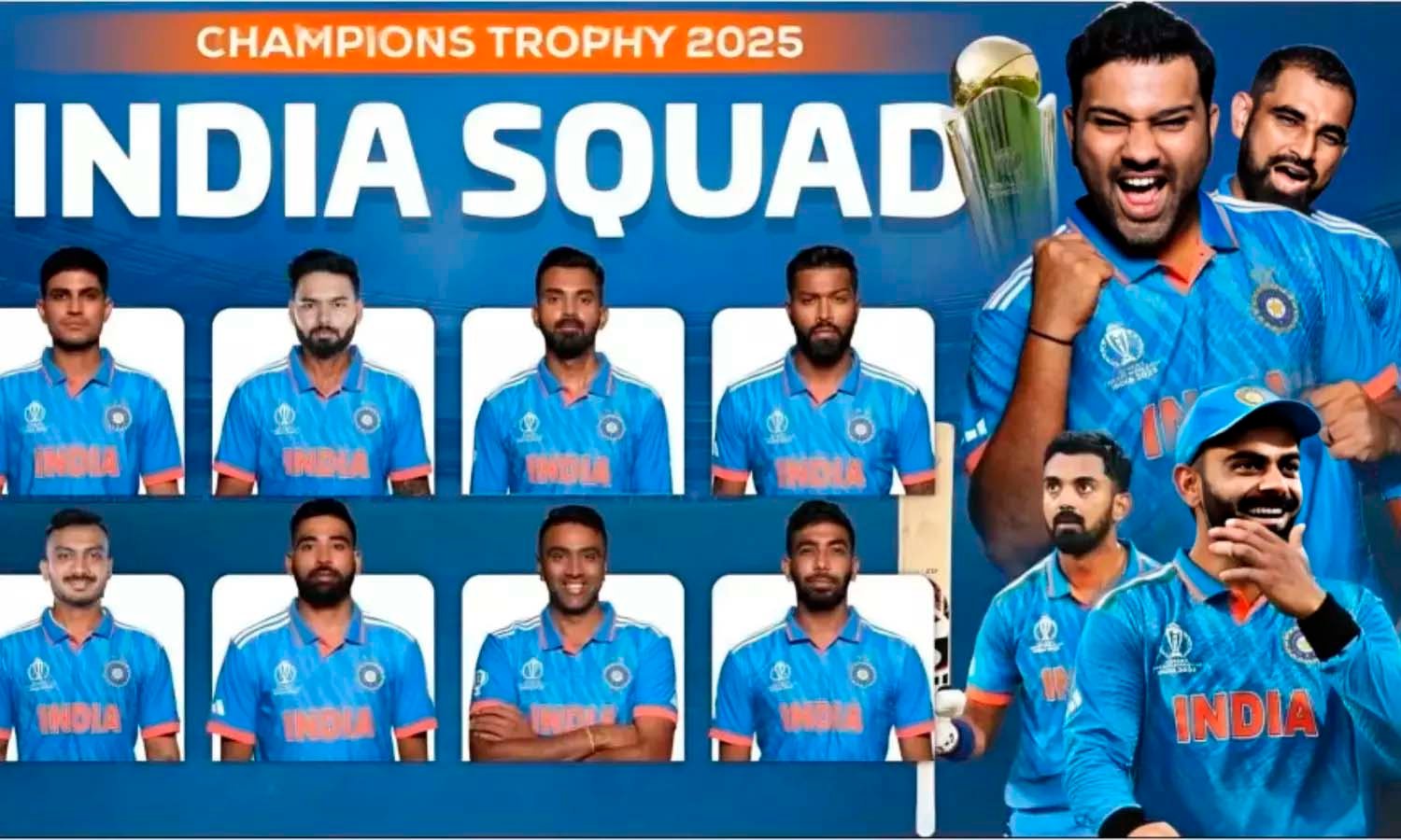 चैंपियंस ट्रॉफी के लिए हुआ टीम इंडिया का ऐलान, रोहित कप्तान, उपकप्तान बना ये खिलाड़ी